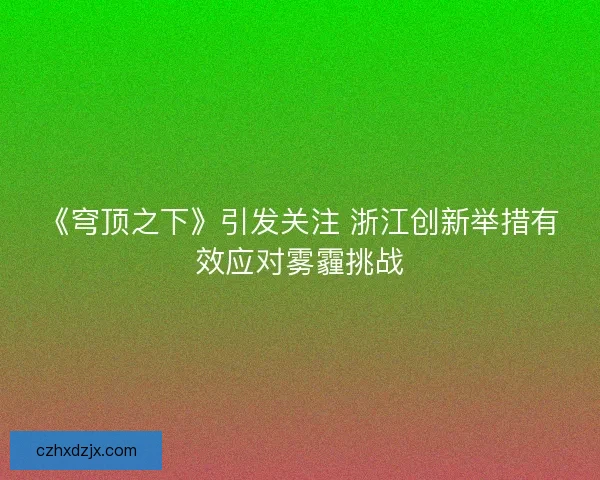 《穹顶之下》引发关注 浙江创新举措有效应对雾霾挑战