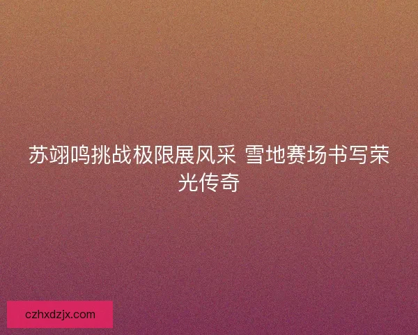 苏翊鸣挑战极限展风采 雪地赛场书写荣光传奇