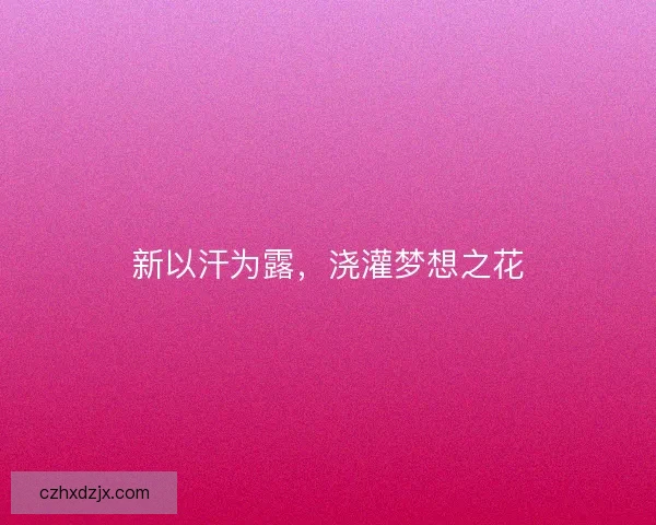 新以汗为露，浇灌梦想之花